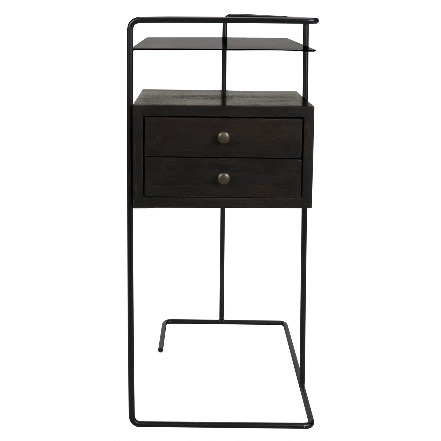 Massimo side table, black steel and walnut