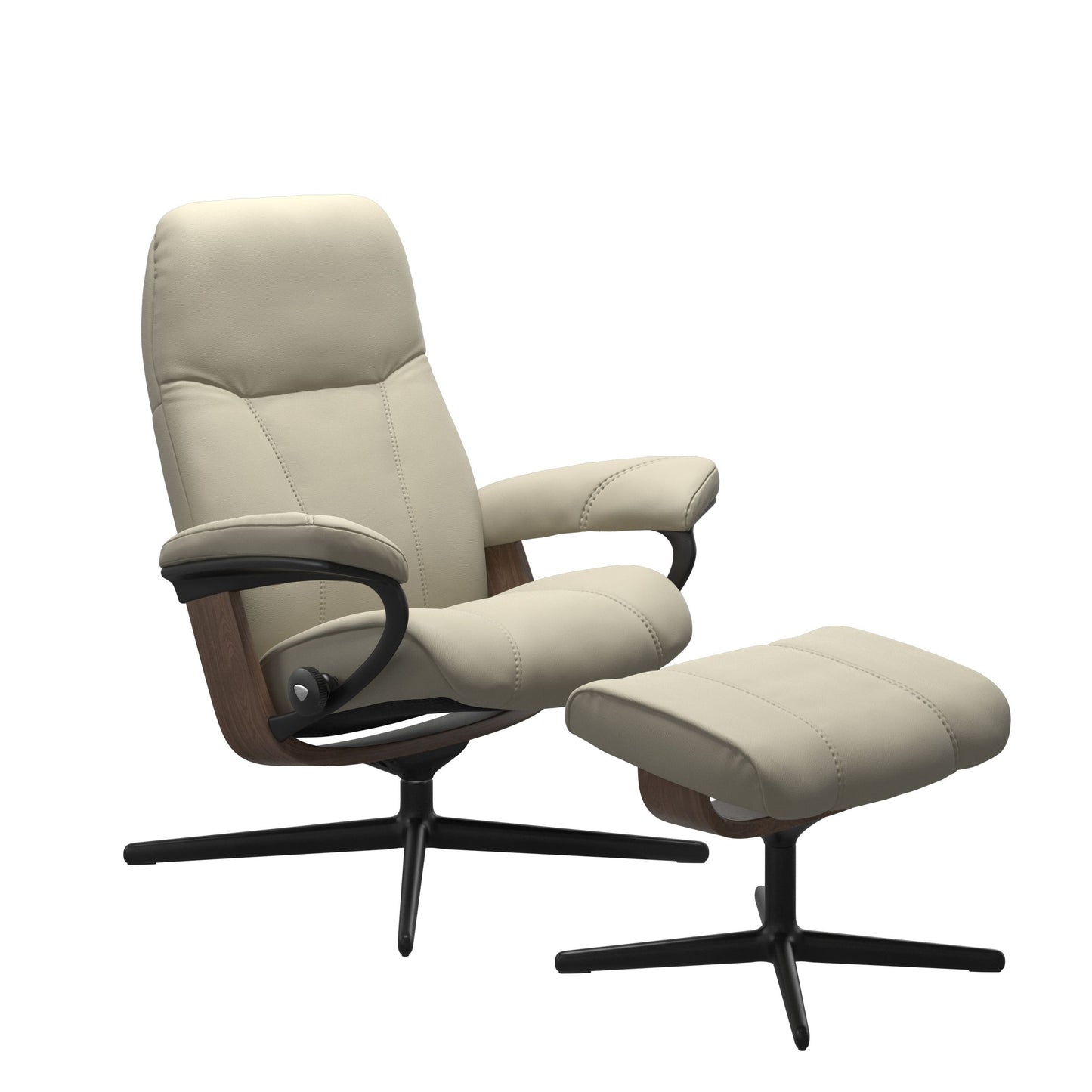 Stressless® consul (m) cross base recliner with ottoman