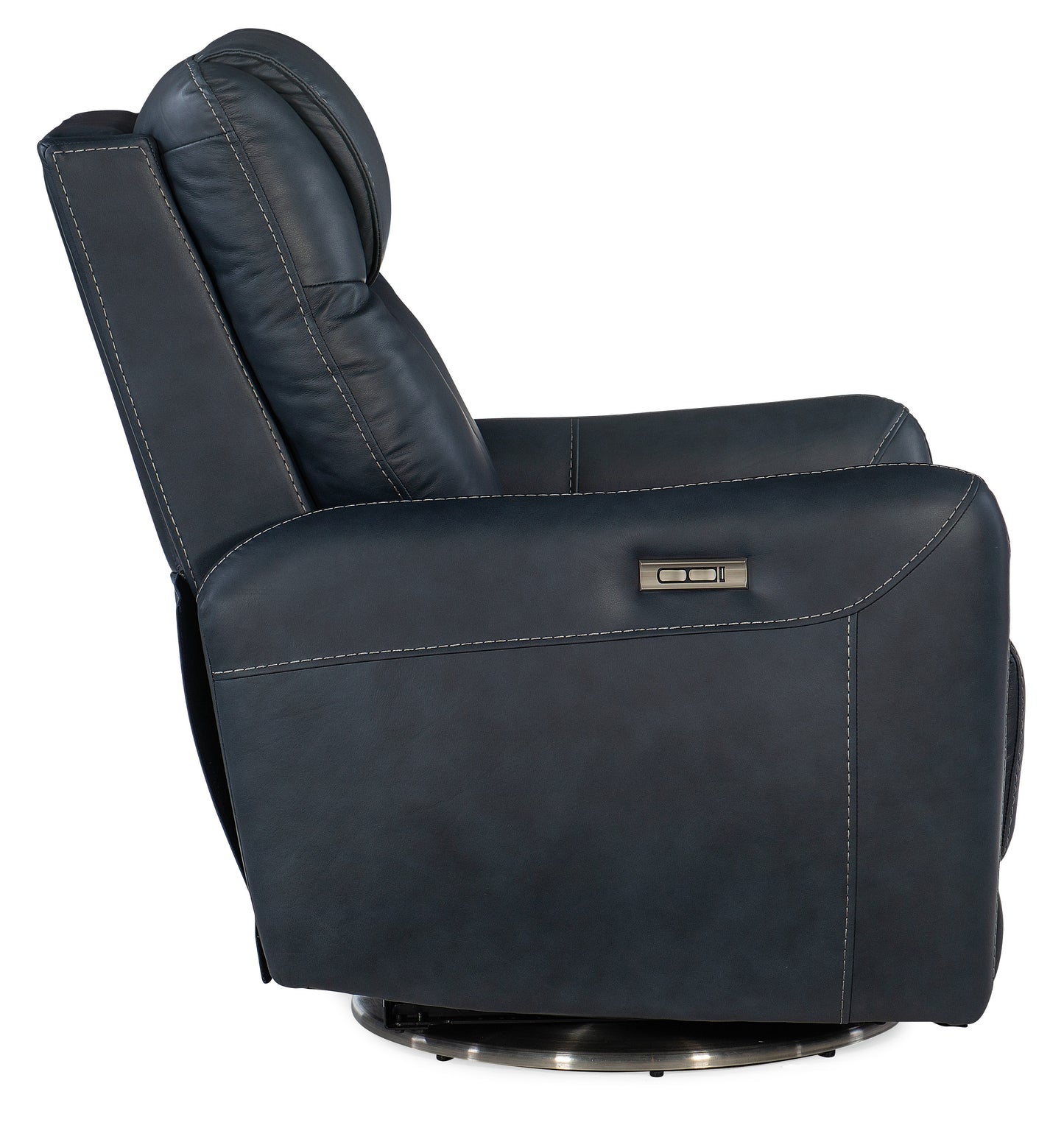 Steffen swivel power recliner with power headrest