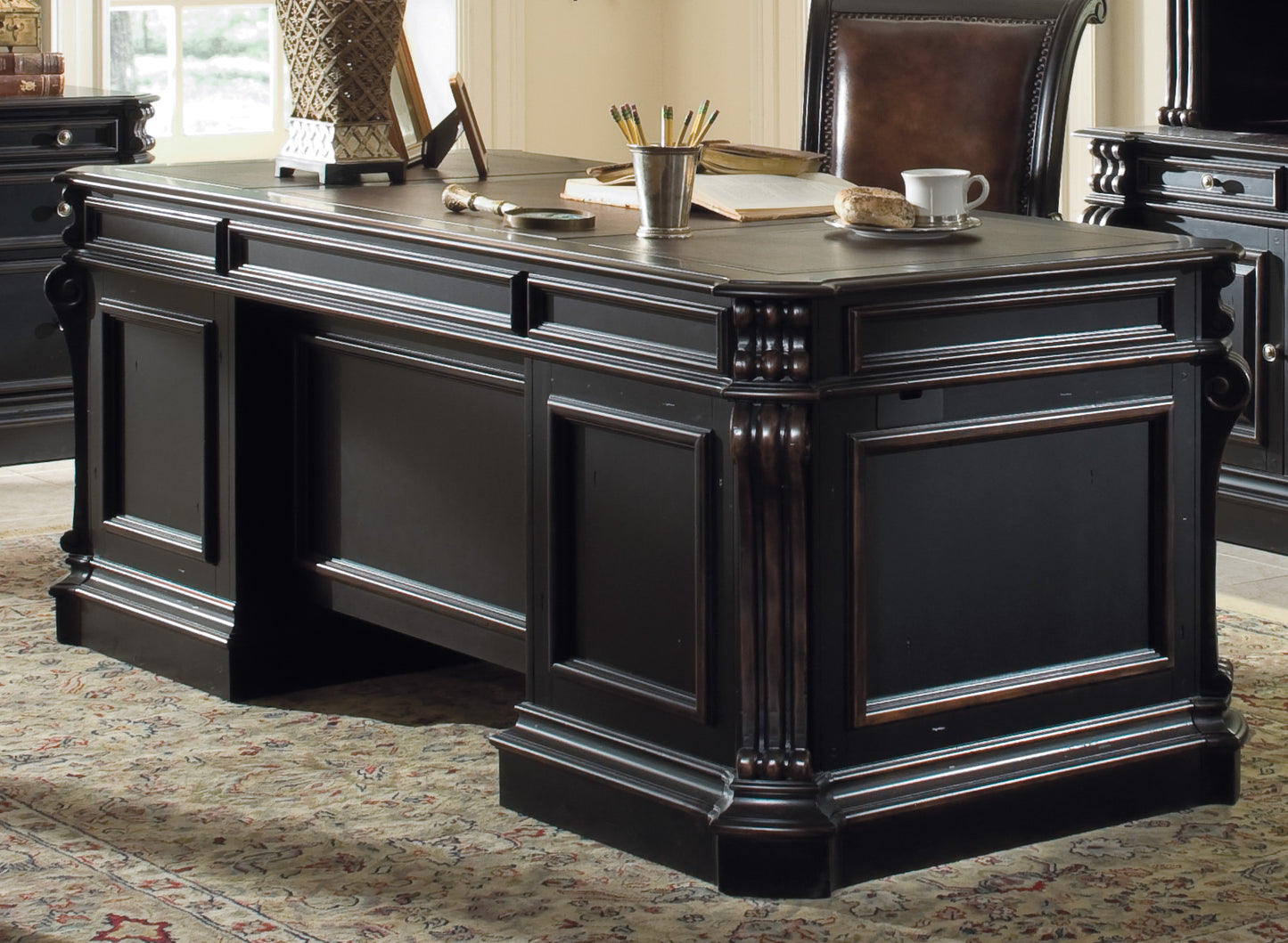 Telluride 76'' executive desk w/wood panels