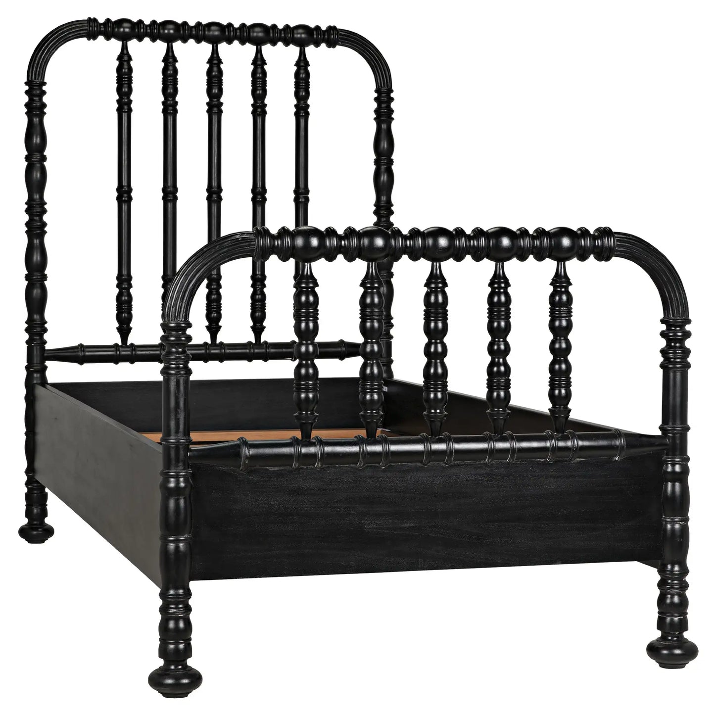 Bachelor bed, twin, hand rubbed black