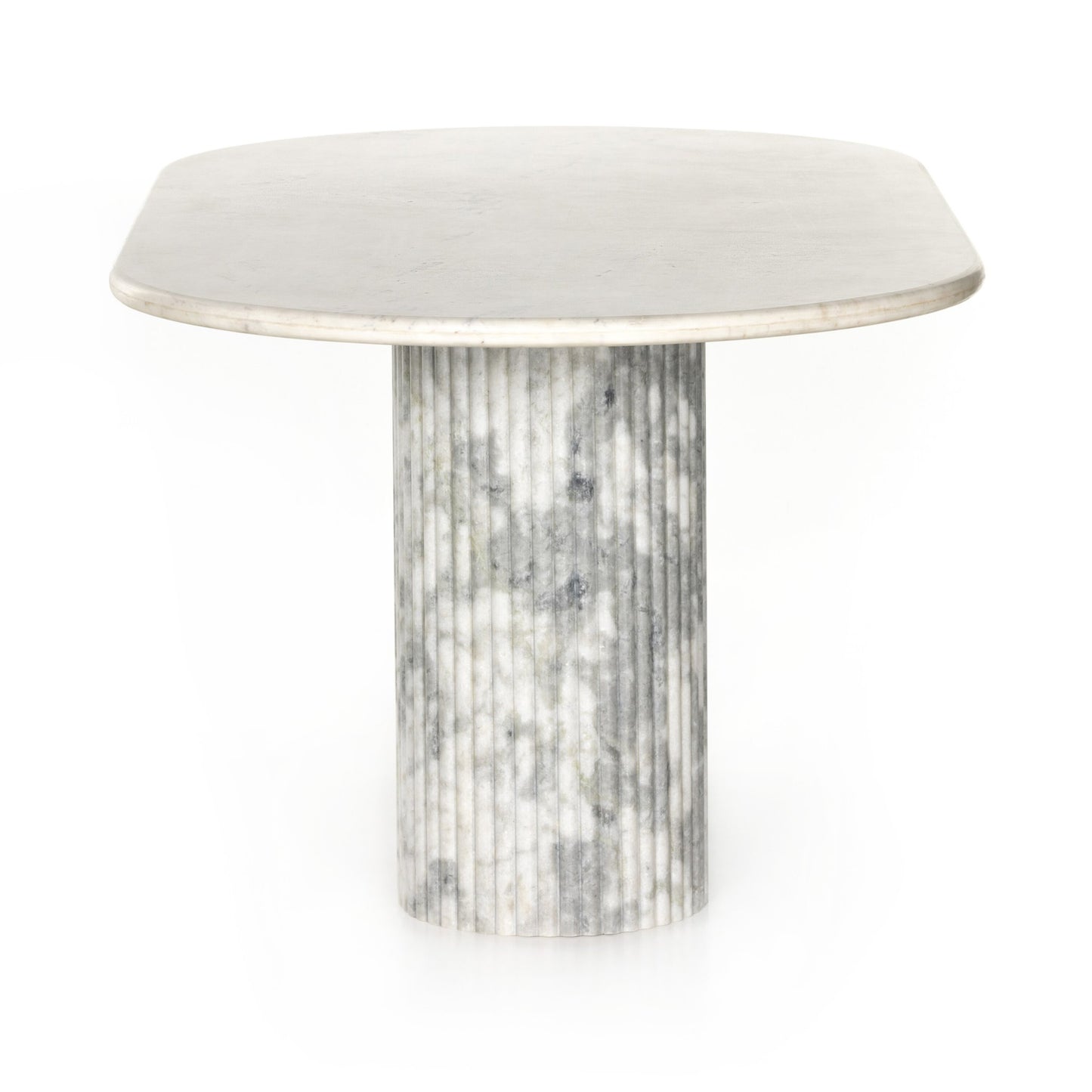 Oranda dining table: polished white marble w/ sealant-white scalloped marble