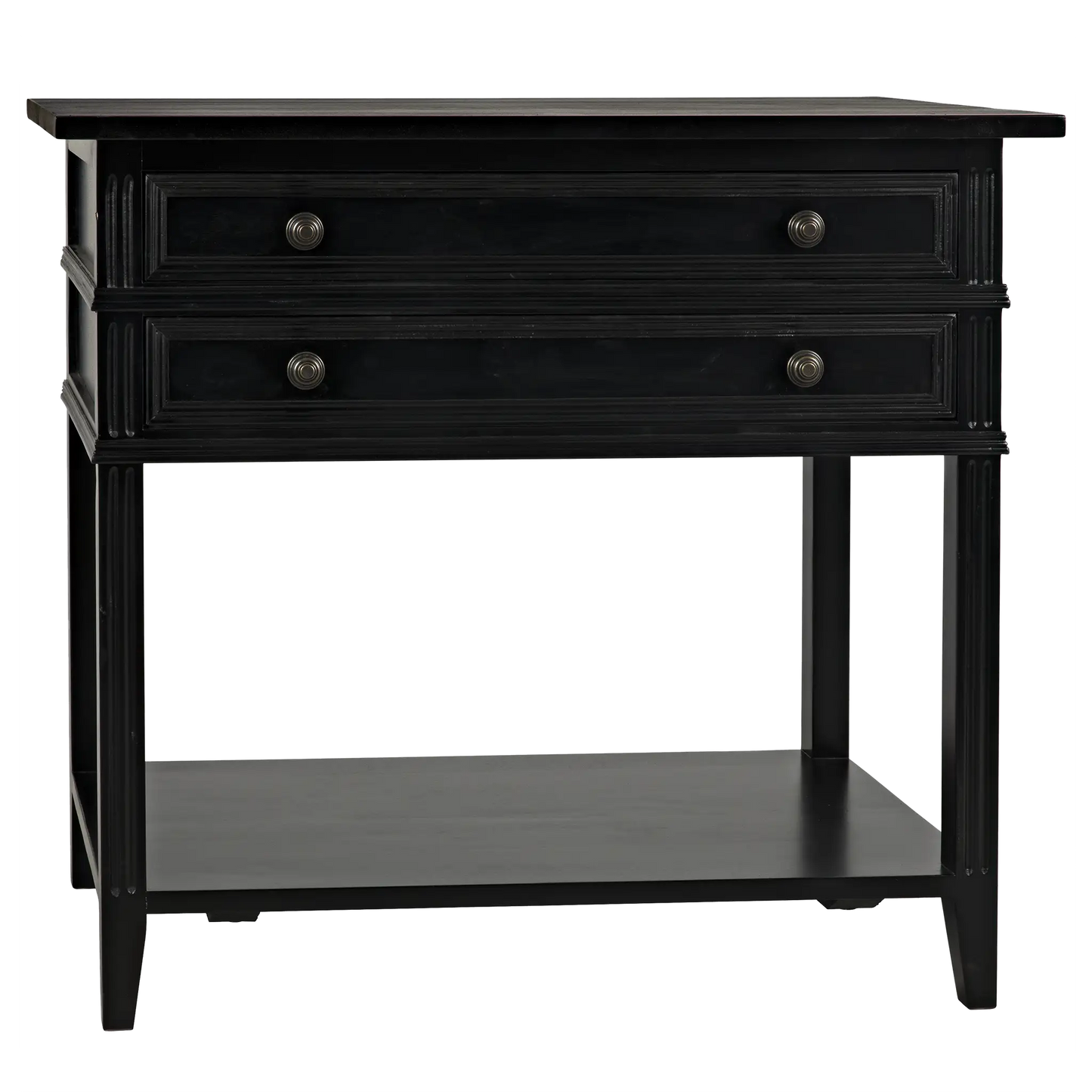 Colonial 2-drawer side table, distressed black