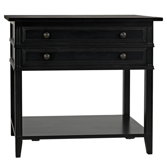 Colonial 2-drawer side table, distressed black