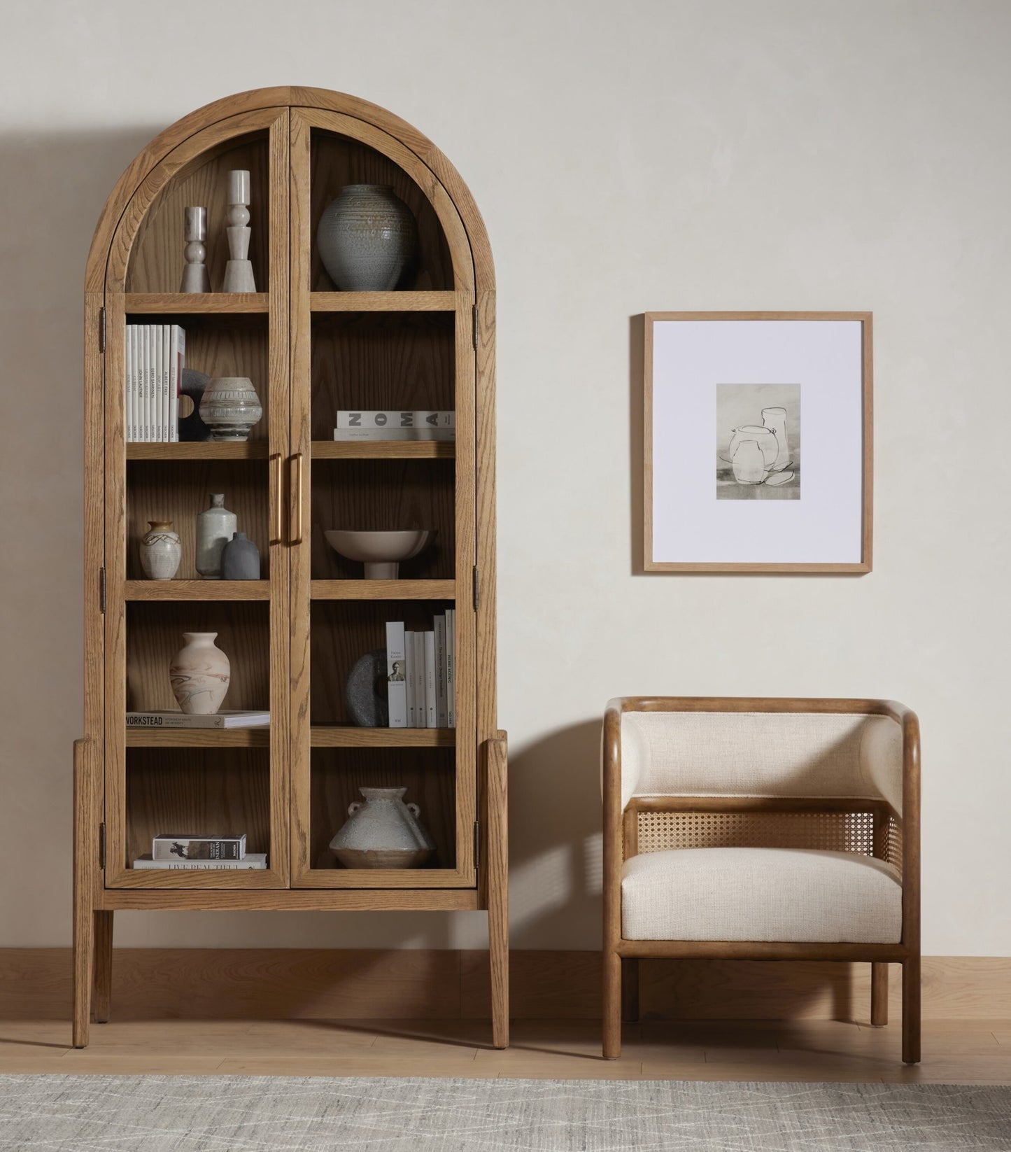 Tolle cabinet - drifted oak solid-antique brass