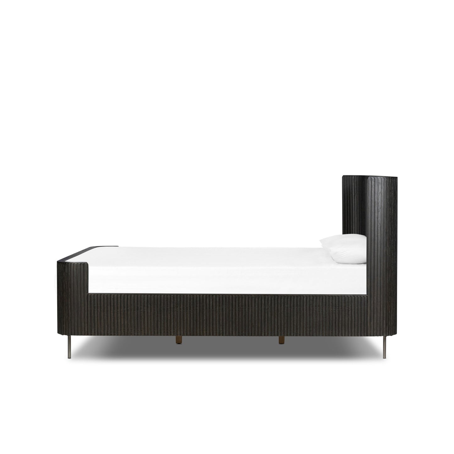 Fletcher bed: distressed black-brushed gunmetal-distressed black oak-king