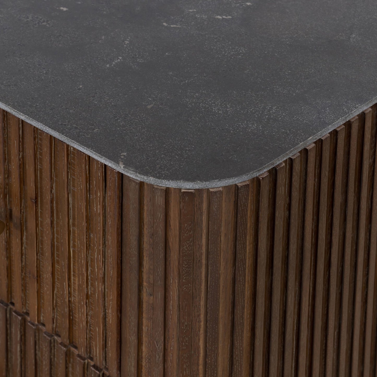 Fletcher nightstand: bluestone-terra brown oak-brushed gunmetal