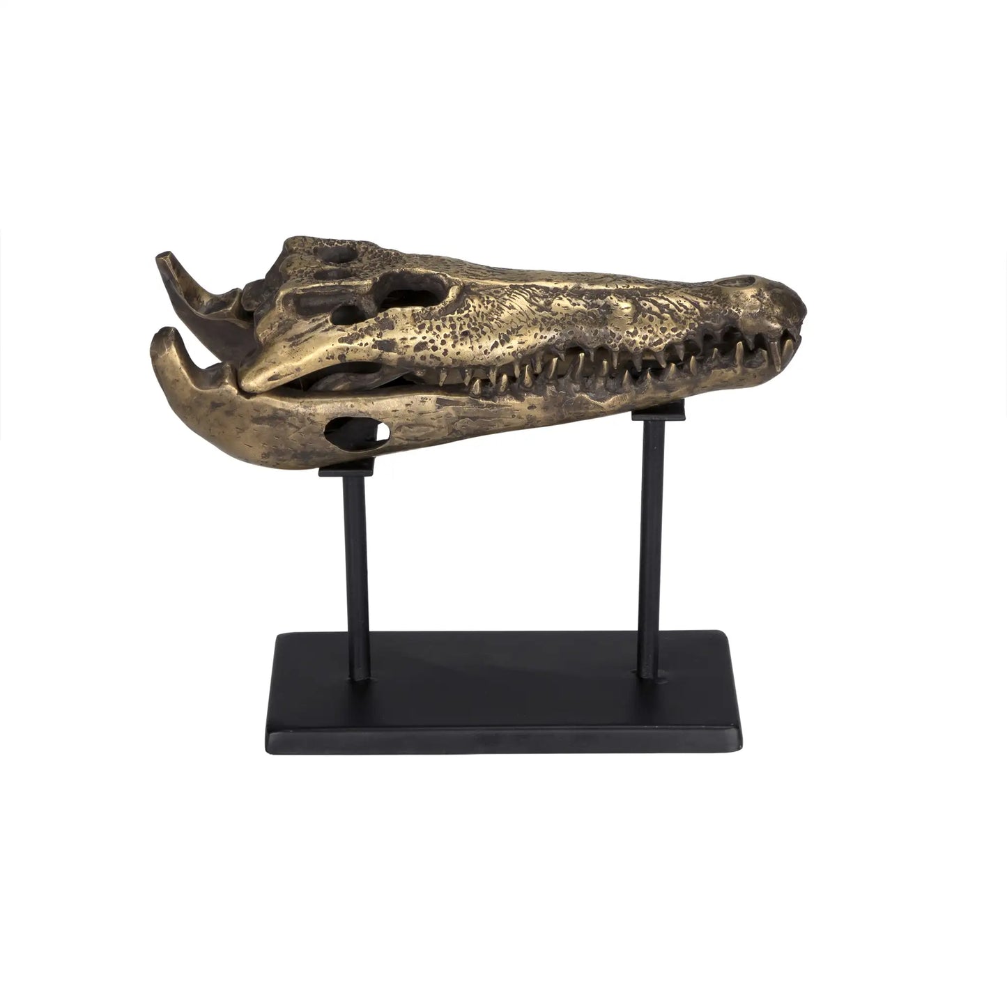 Brass alligator on stand, small