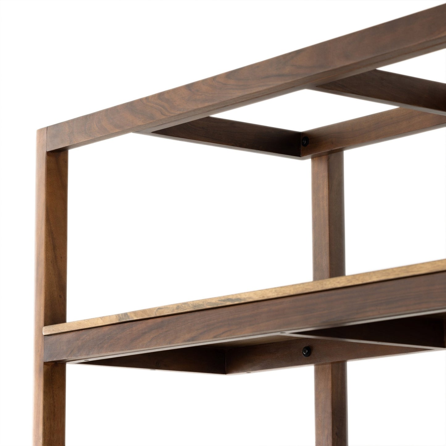 Reza wide bookcase - smoked honey-toasted acacia-raw brass