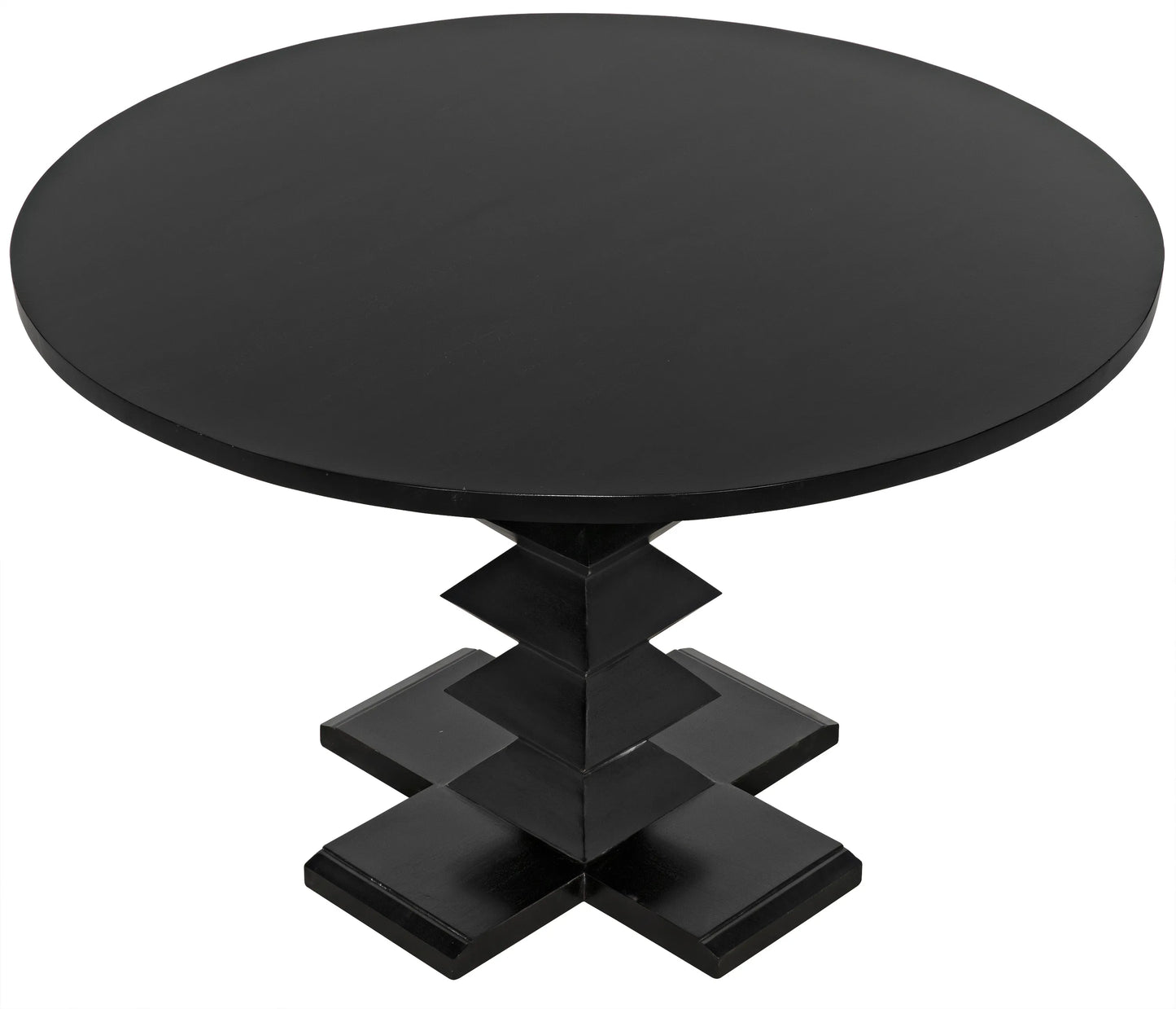 Zig-zag dining table, 48" diameter, hand rubbed black