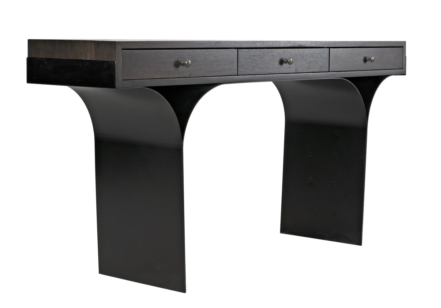 Truss desk, ebony walnut with steel legs