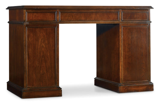 Cherry knee-hole desk-bow front