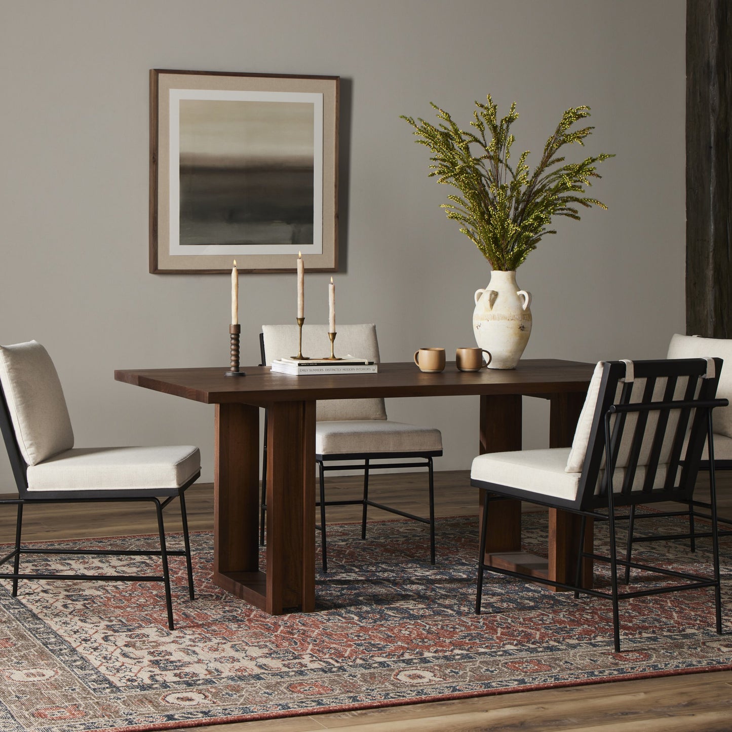 Carmel dining table: brown wash