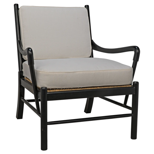 Kevin chair with rattan, hand rubbed black