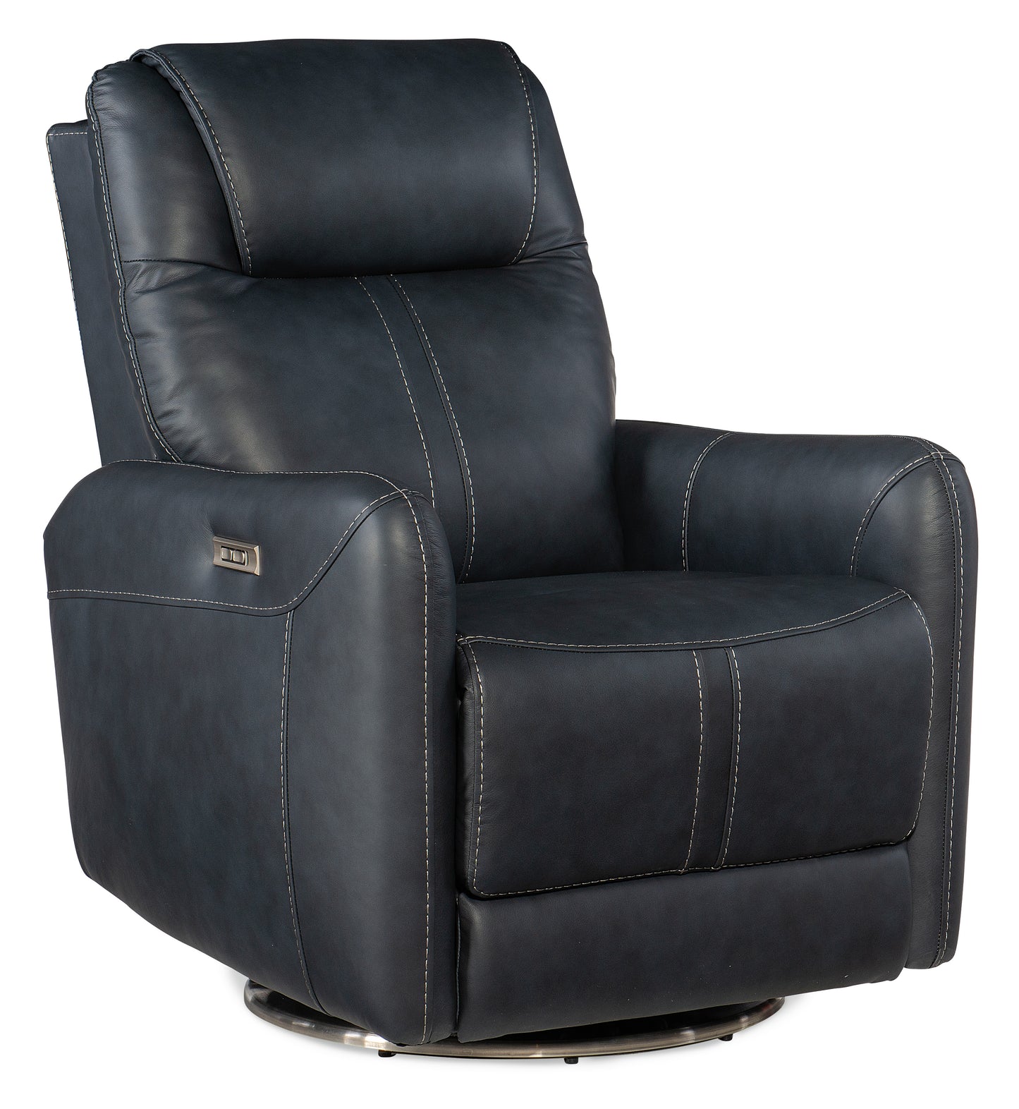 Steffen swivel power recliner with power headrest