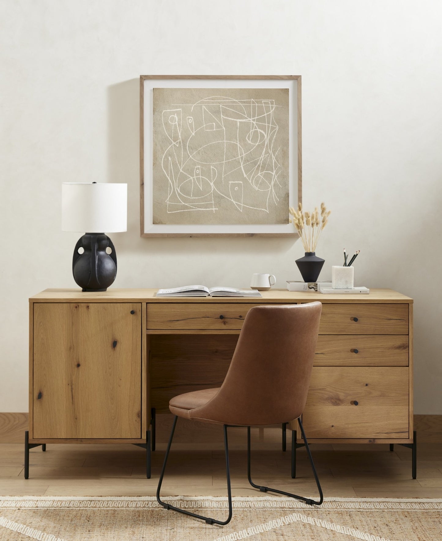 Eaton executive desk-light oak resin