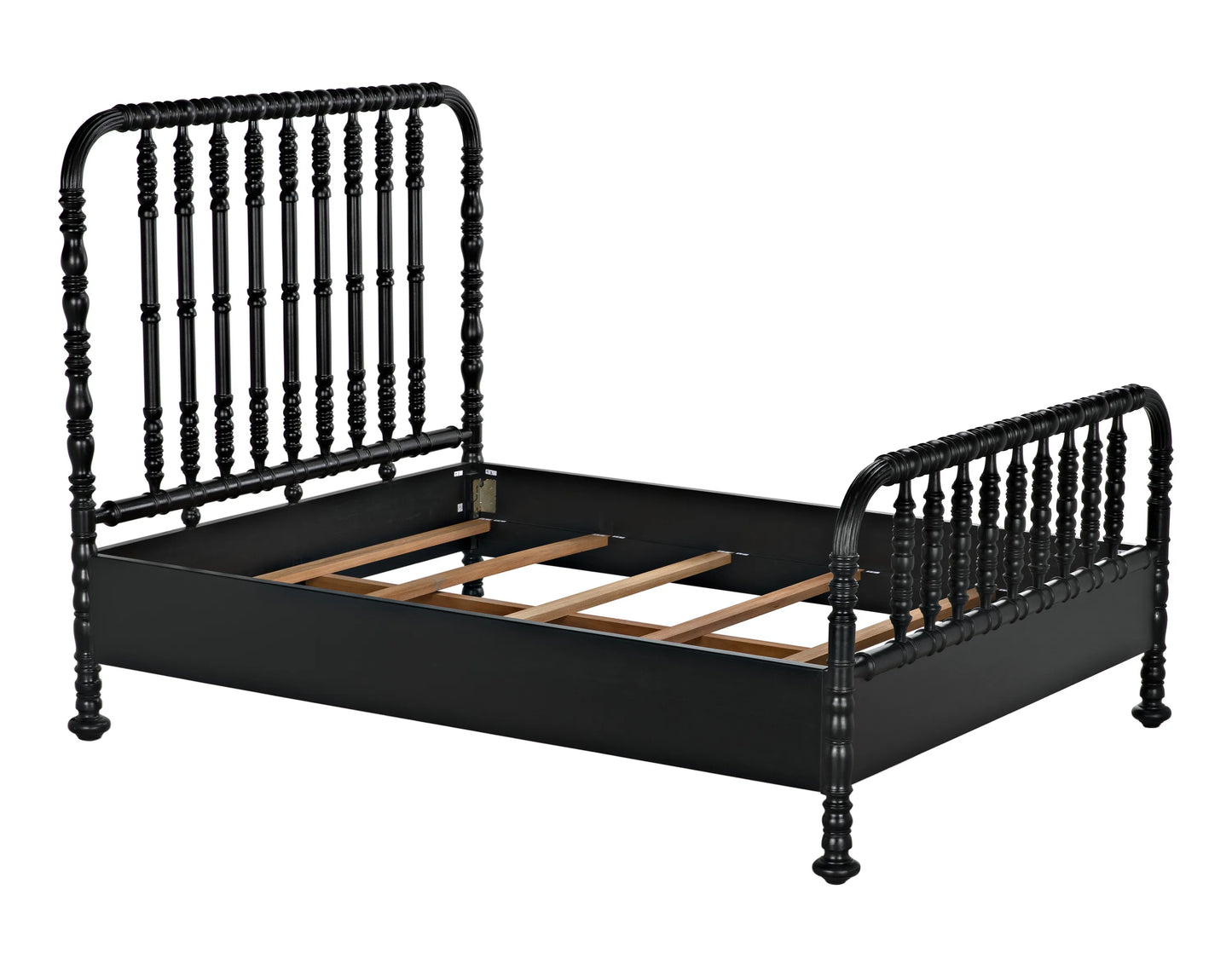 Bachelor bed, queen, hand rubbed black