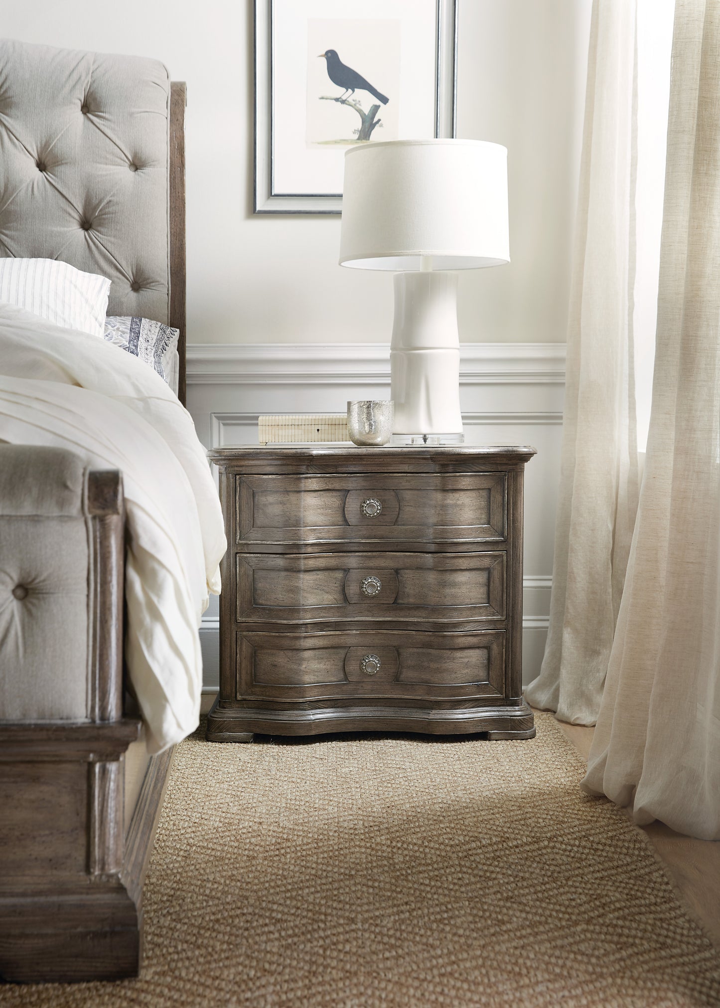 Woodlands three-drawer nightstand