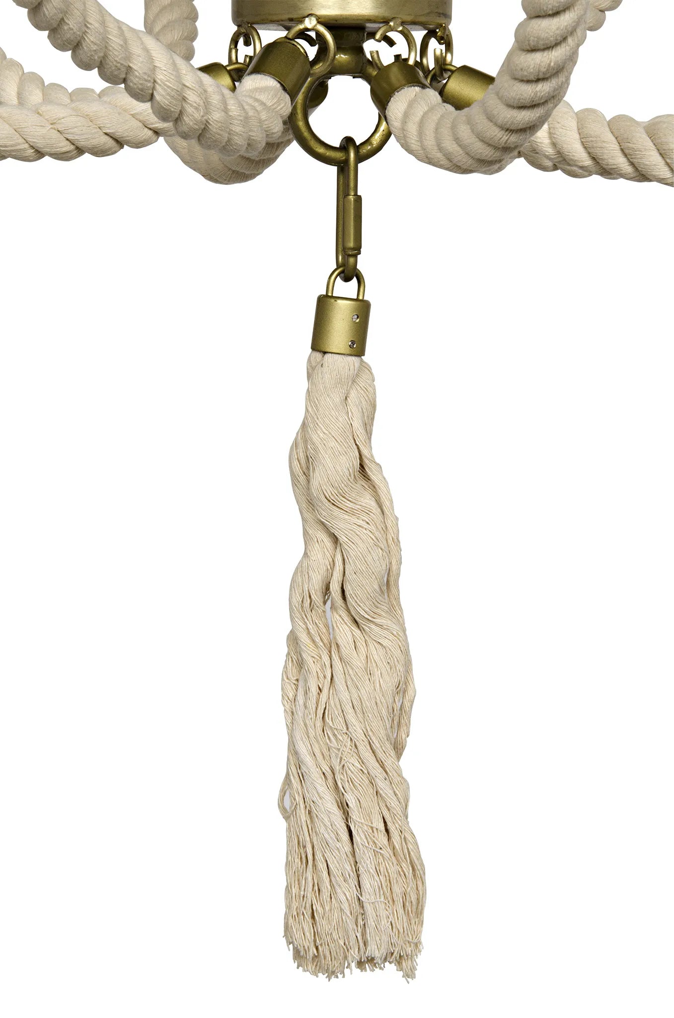 Alec chandelier, antique brass and rope