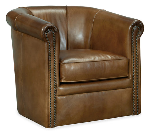 Axton swivel leather club chair