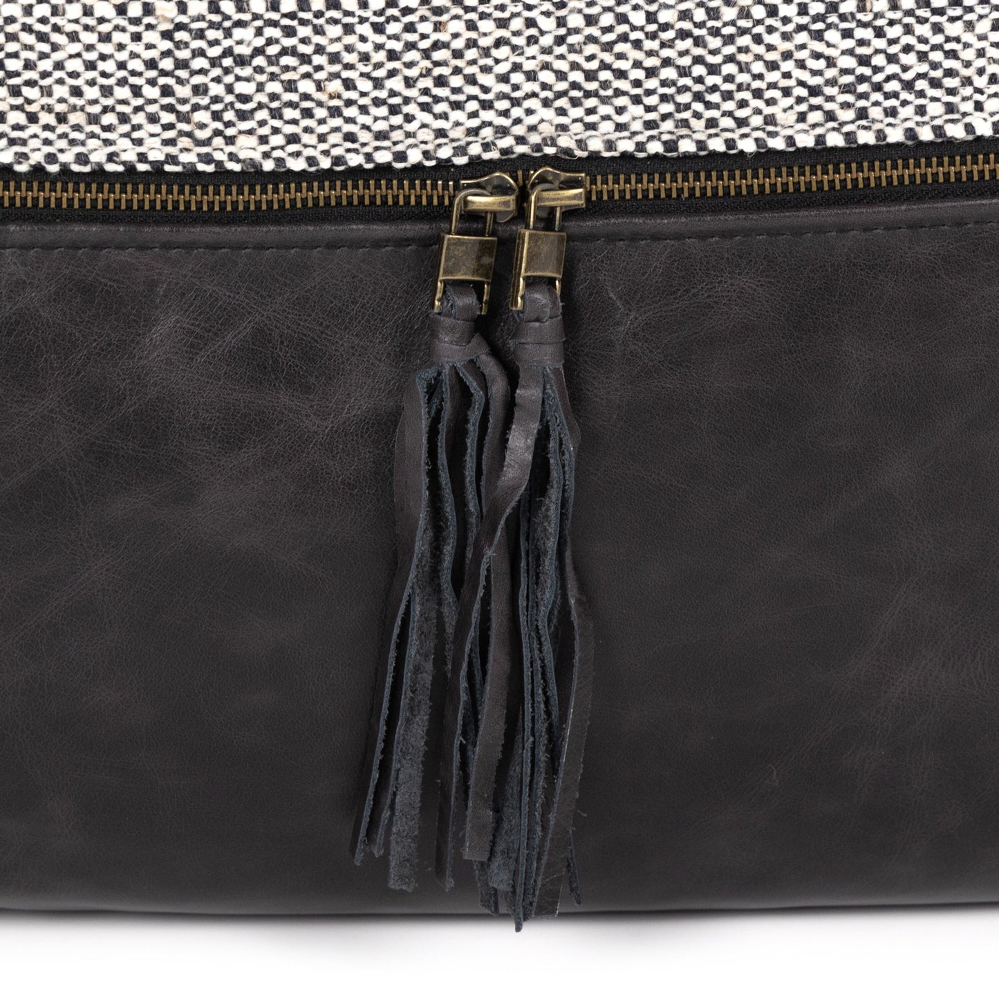 Leather & linen pillow-black-16"x24"