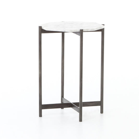 Adair side table-hammered grey w/clear