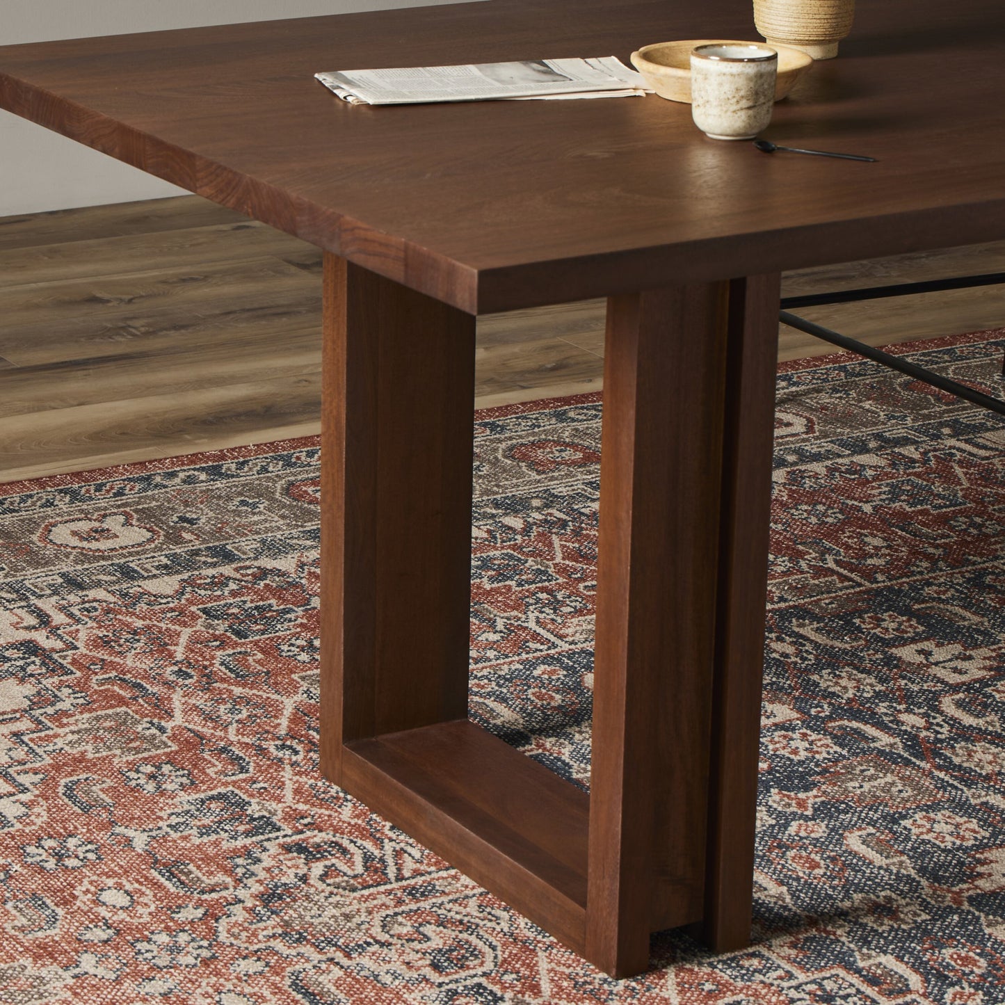 Carmel dining table: brown wash