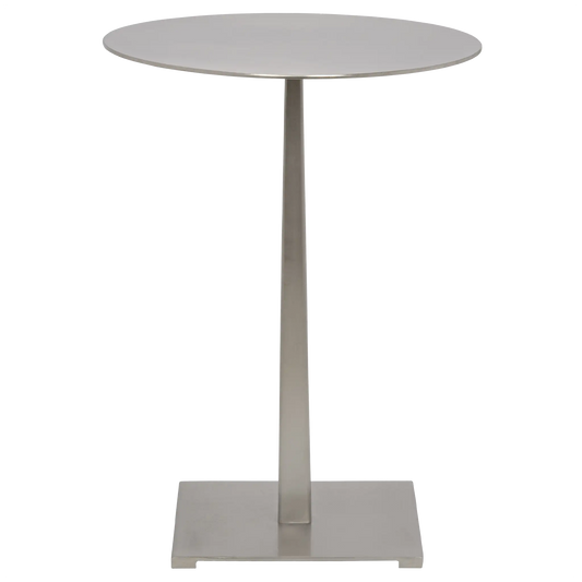 Stiletto side table, metal with antique silver