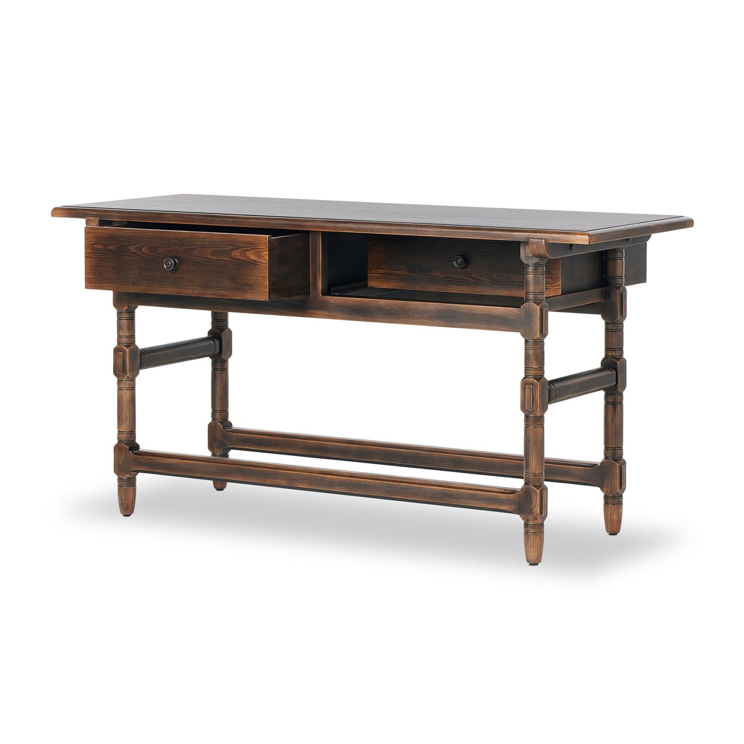 Colonial table: aged brown-aged brown veneer-aged brown