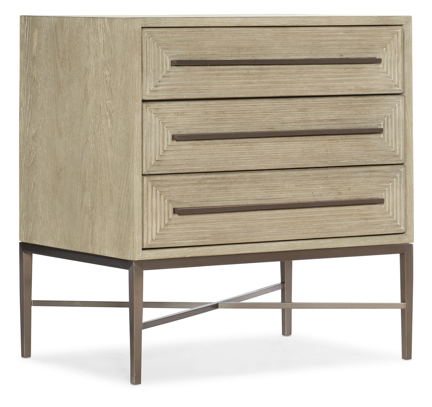 Cascade three-drawer nightstand