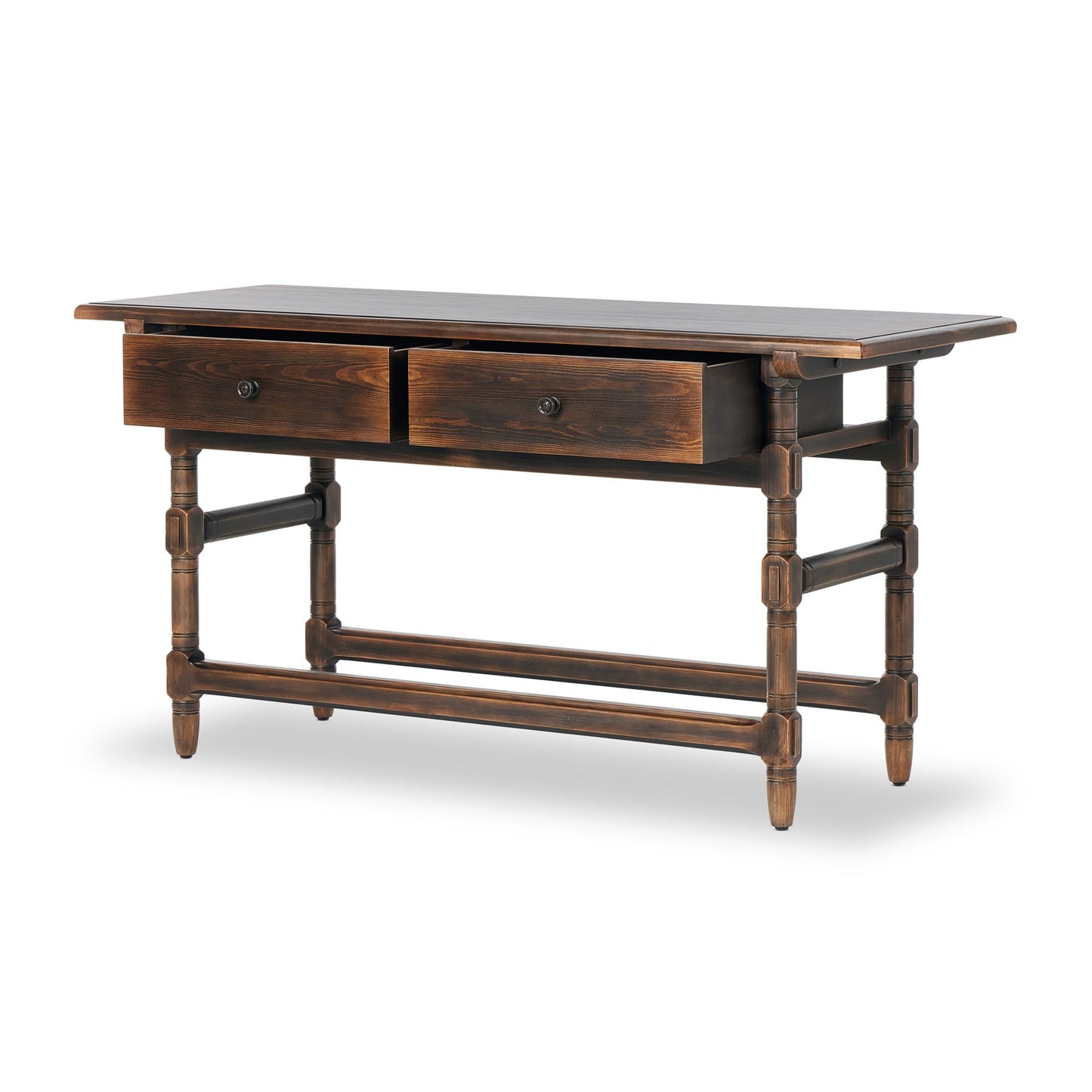 Colonial table: aged brown-aged brown veneer-aged brown