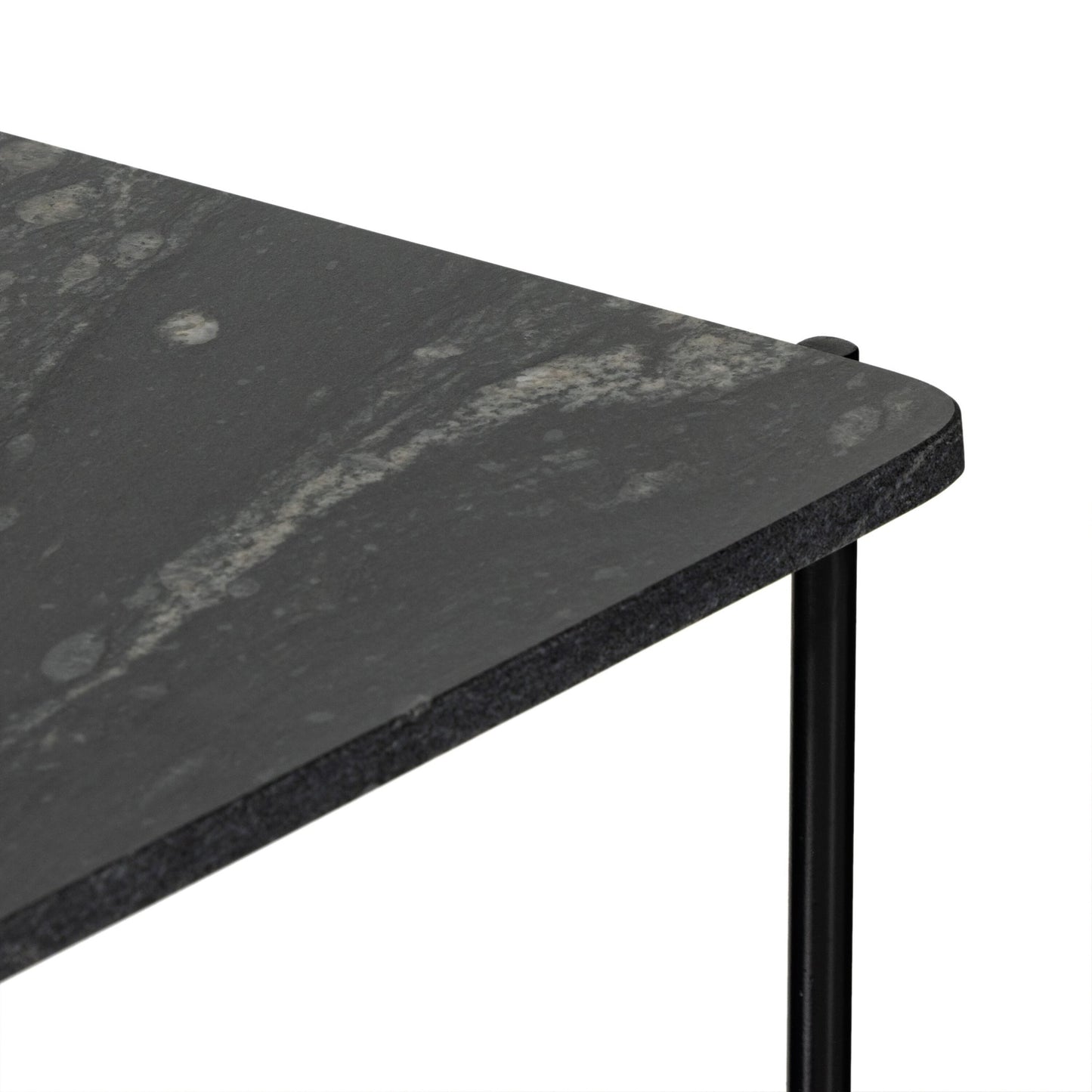 Jasper nightstand: iron matte black-polished black marble