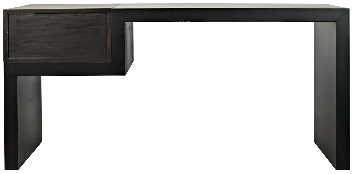 Alvaro desk, black steel with ebony walnut