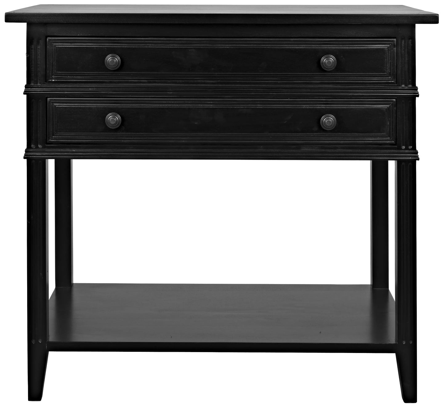 Colonial 2-drawer side table, distressed black