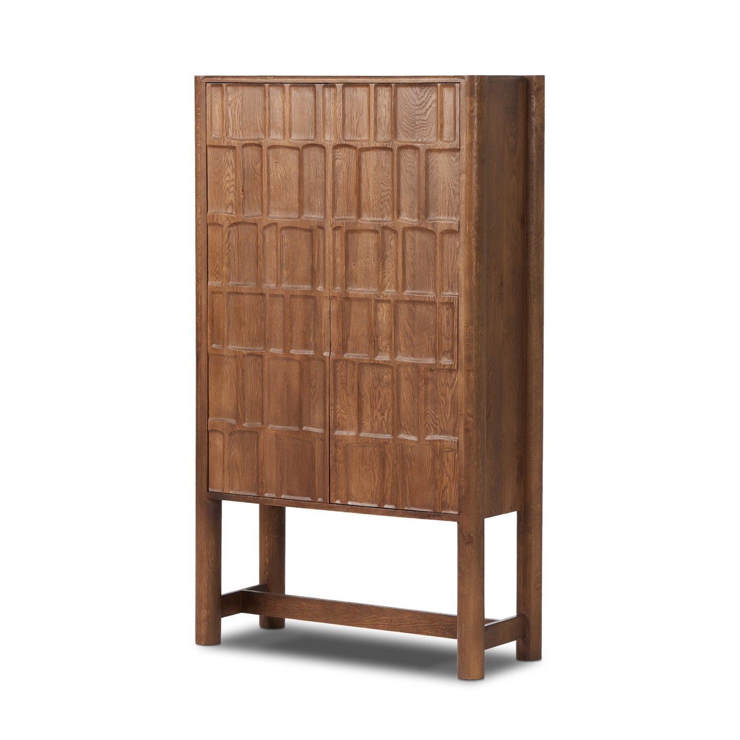 Ezri cabinet: cocoa oak-carved cocoa oak