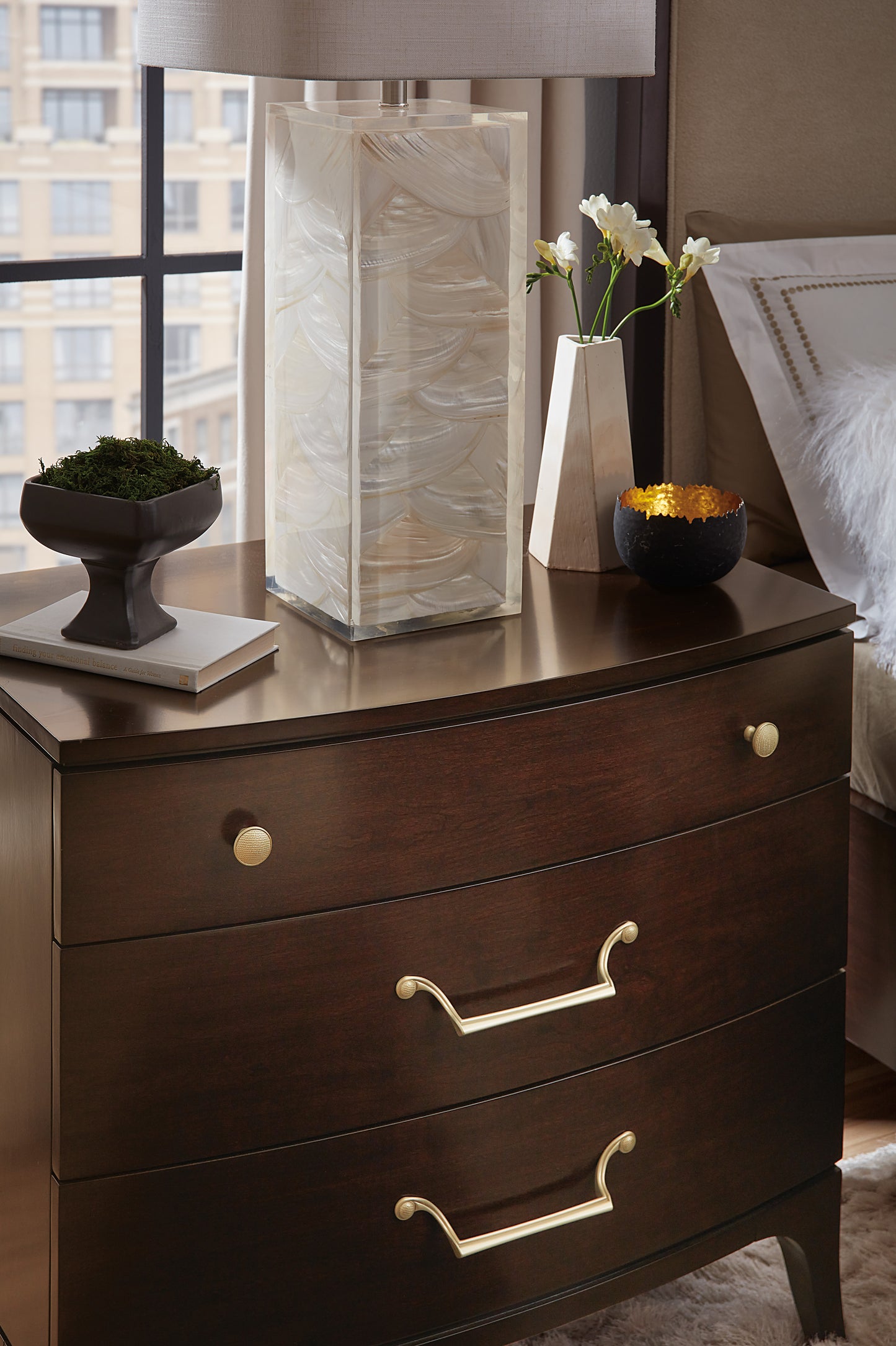 Bella donna three-drawer nightstand