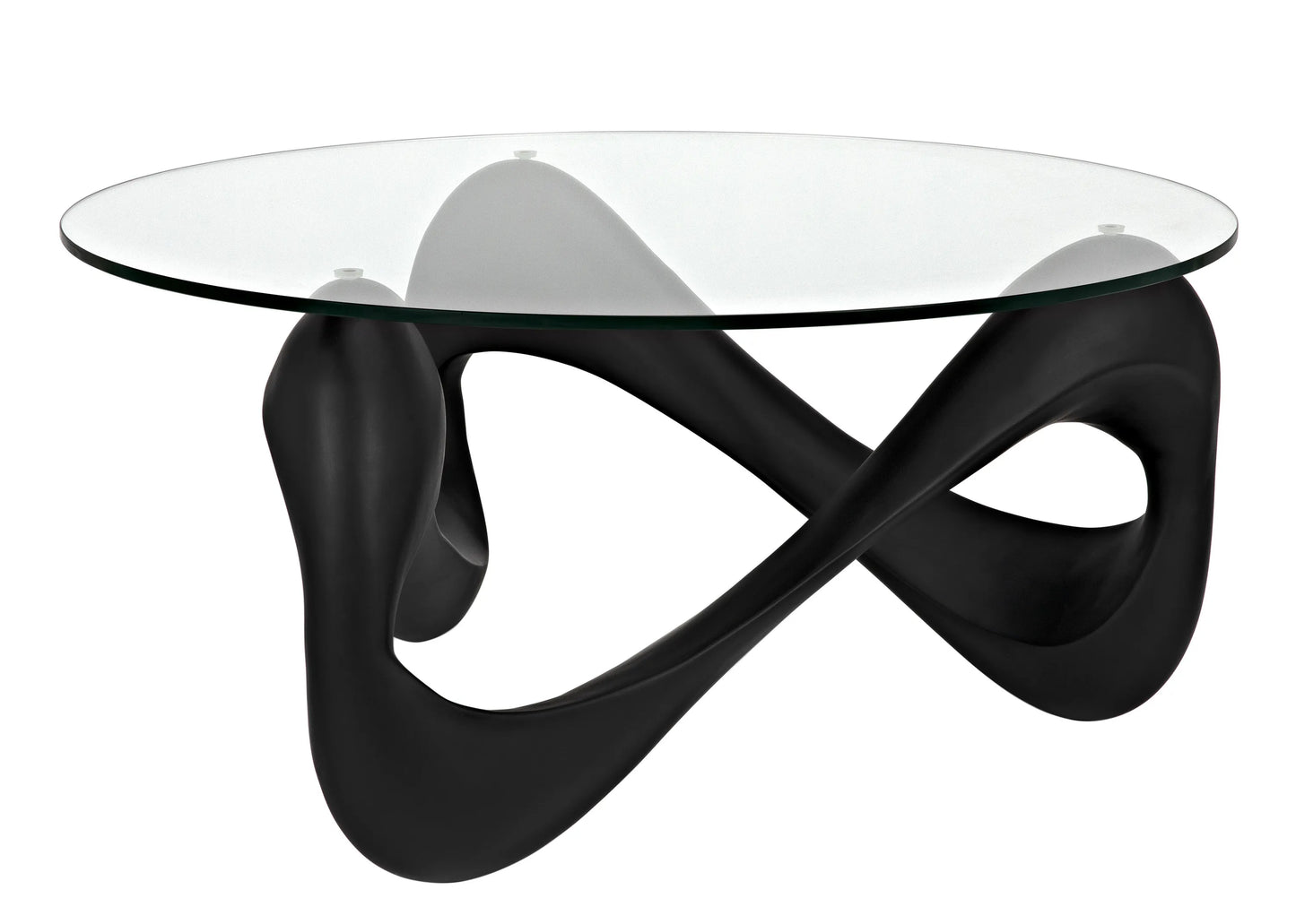 Orion coffee table, black resin cement with glass