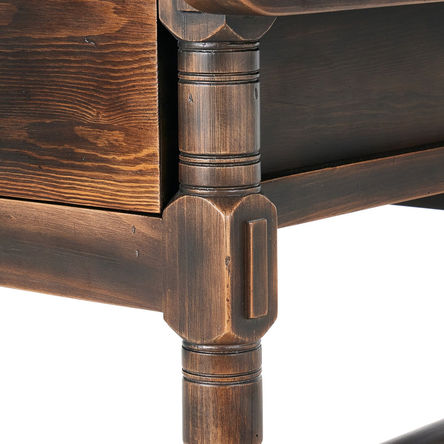 Colonial table: aged brown-aged brown veneer-aged brown