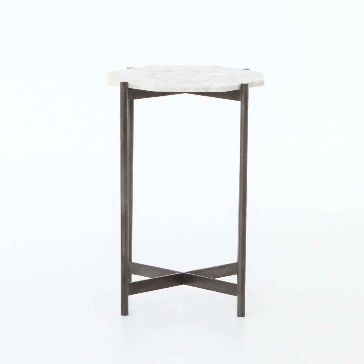 Adair side table-hammered grey w/clear