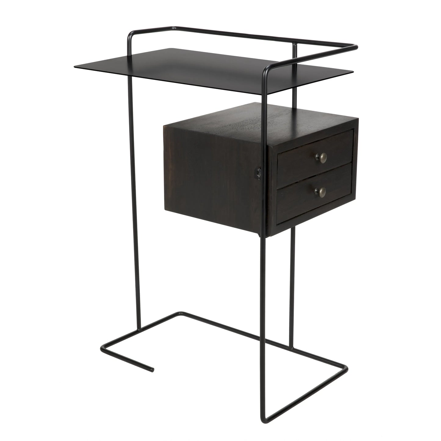 Massimo side table, black steel and walnut