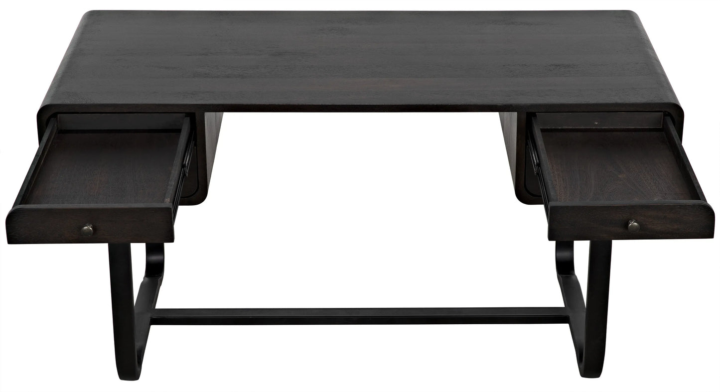 Voltes desk, ebony walnut with black steel