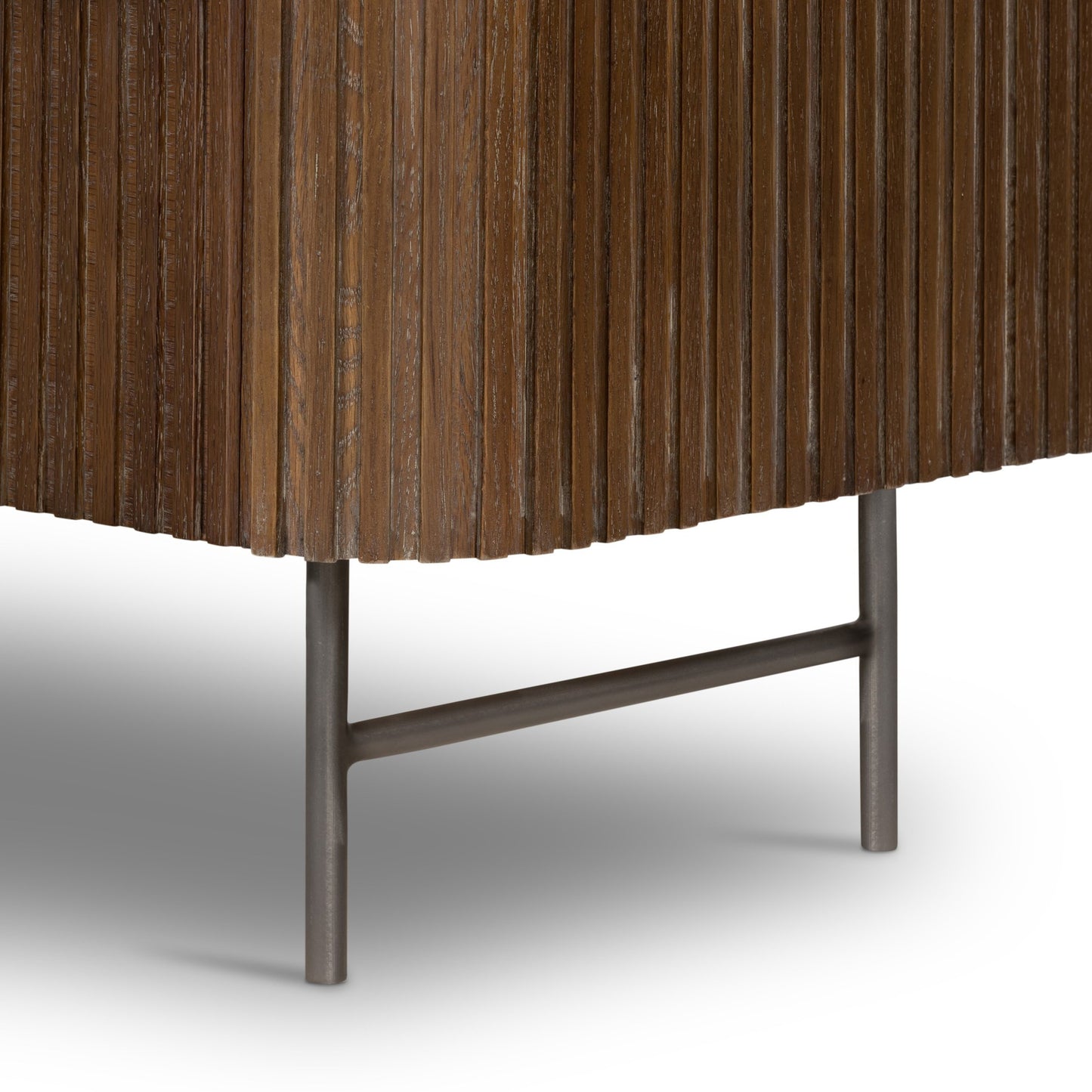 Fletcher nightstand: bluestone-terra brown oak-brushed gunmetal