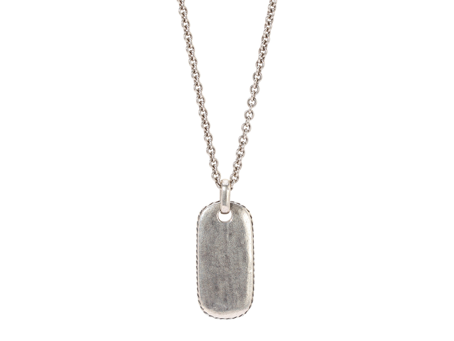 Pendant necklace in sterling silver, dogtag, from the distressed collection 24 inches