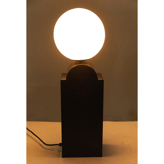 Kate table lamp, black metal with antique brass accent