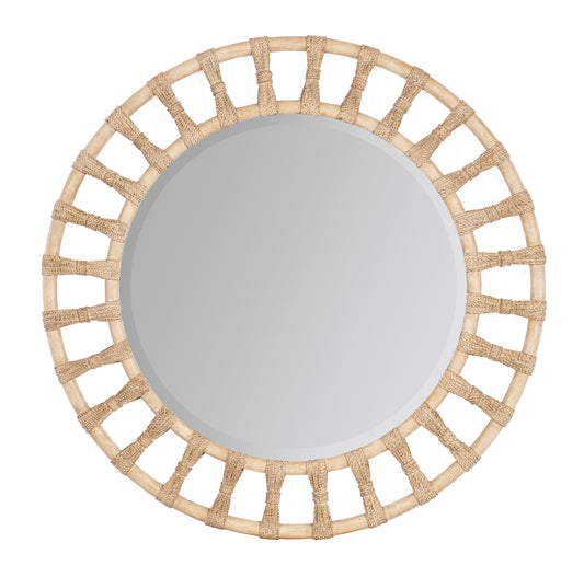 Retreat pole rattan accent mirror