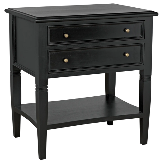 Oxford 2-drawer side table, hand rubbed black