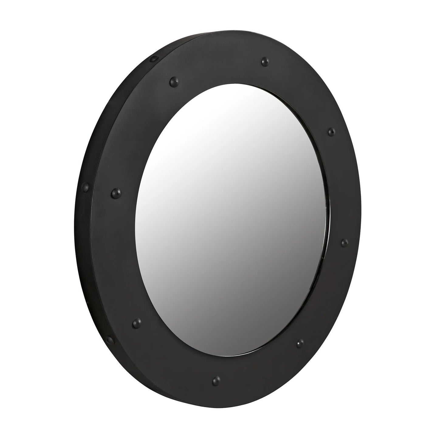 Clay mirror, large, black steel