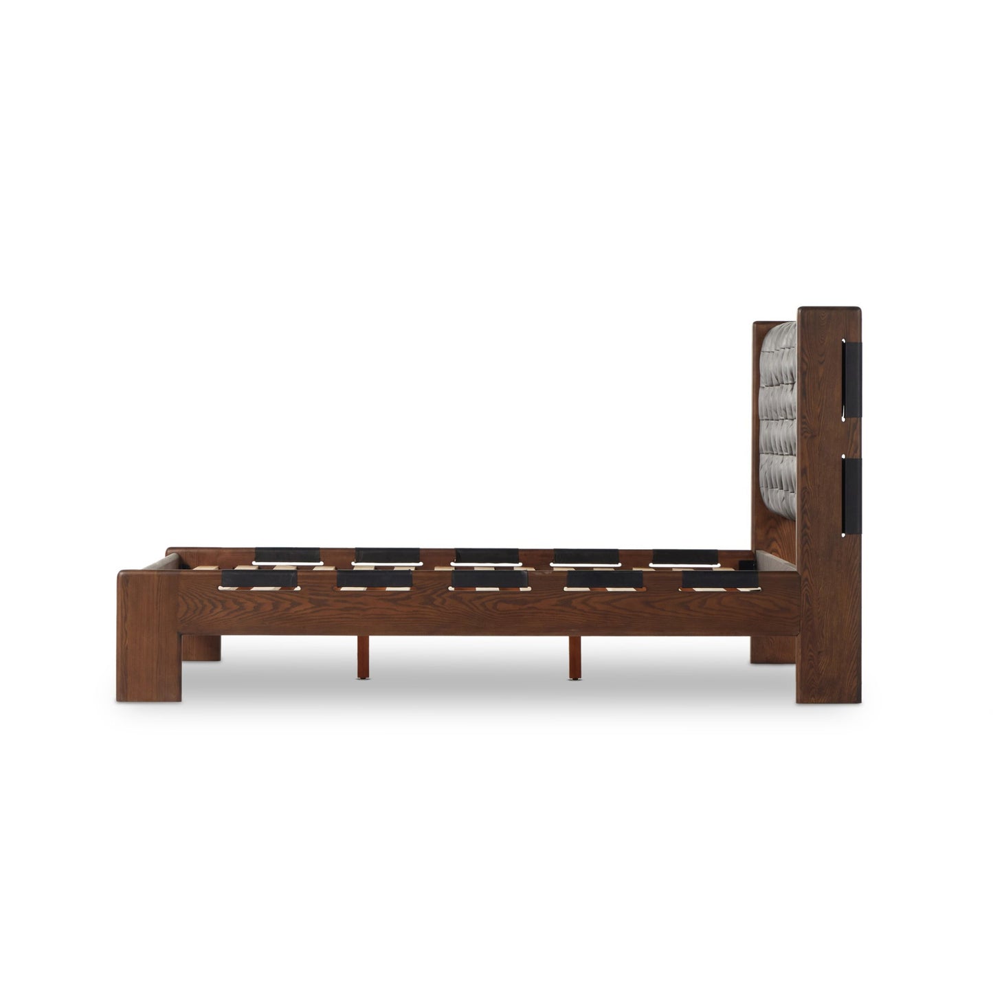 Halston bed: terra brown ash-heirloom black-terra brown ash veneer-king