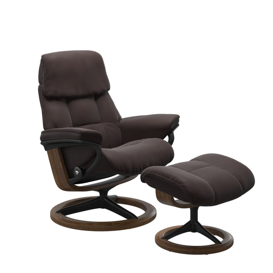 Stressless® ruby (m) signature base recliner with ottoman