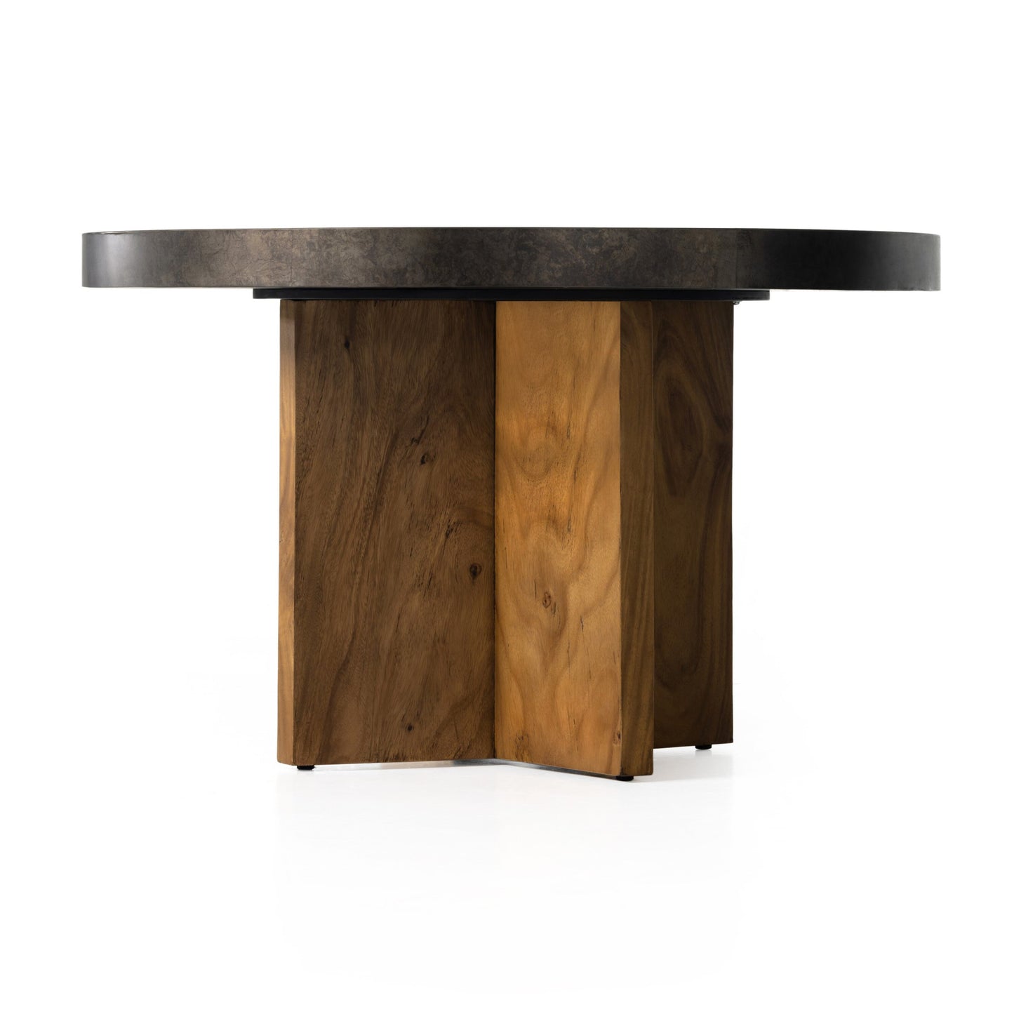 Poker table: natural brown guanacaste-aged metal